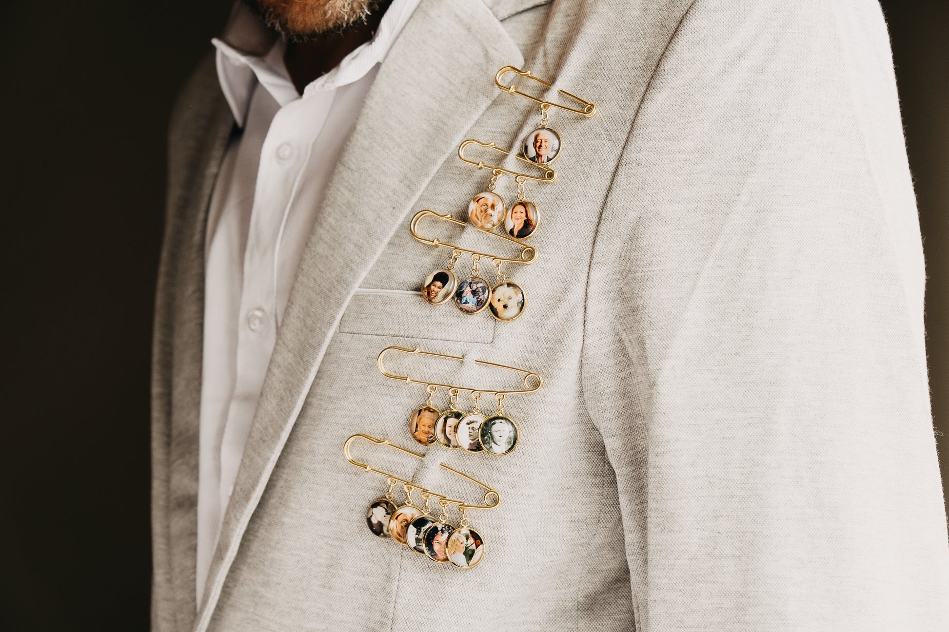 Gold Personalized Photo Boutonniere Lapel Brooch Pin Gold Personalized Photo Boutonniere Lapel Brooch Pin