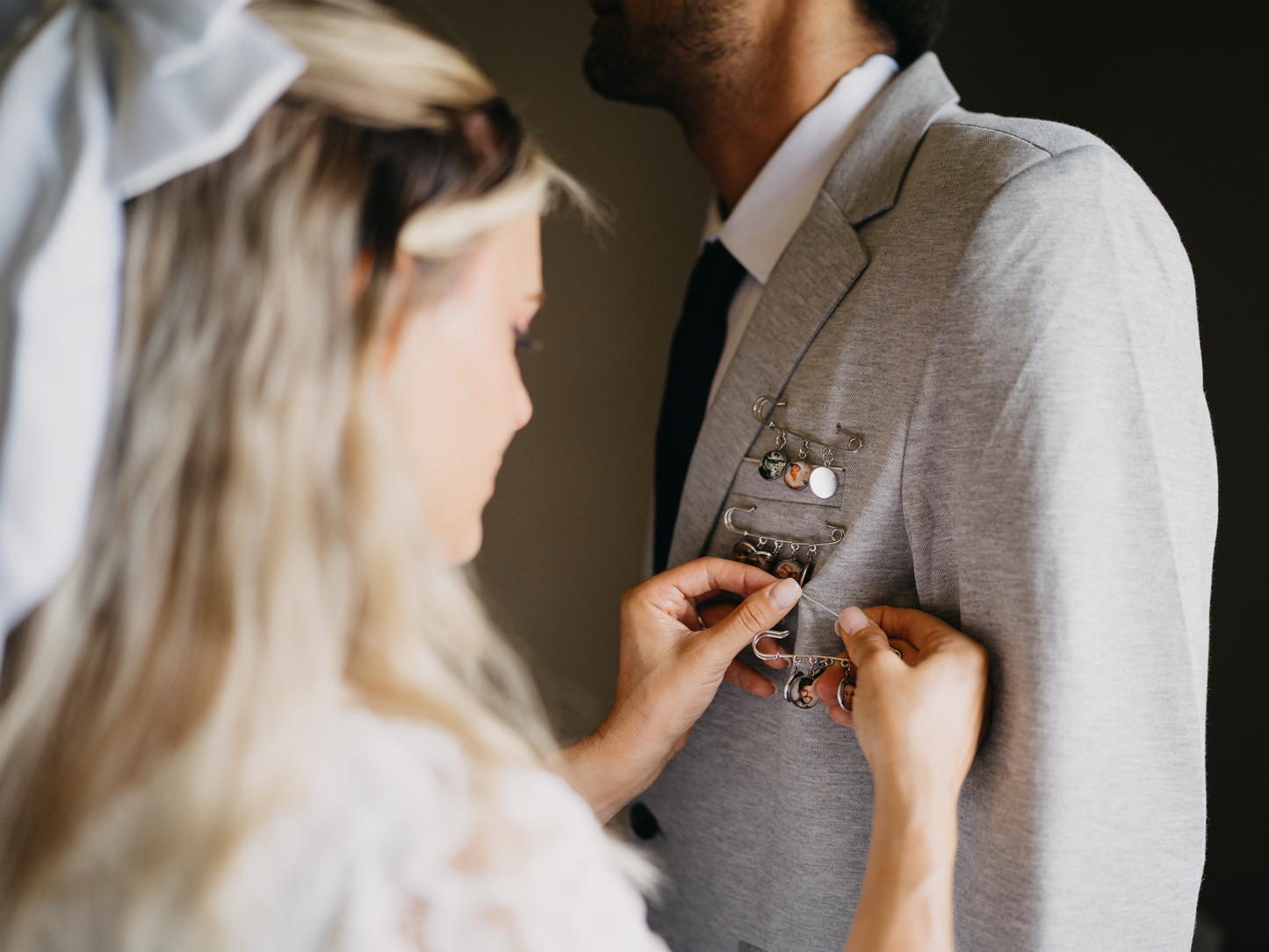 Silver Custom Photo Boutonniere Brooch Lapel Pin