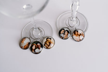 Custom Wine Charms, Photo Wine Glass Charms, Wine Lover Personalized Gift