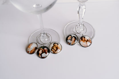 Custom Wine Charms, Photo Wine Glass Charms, Wine Lover Personalized Gift