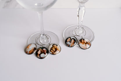 Custom Wine Charms, Photo Wine Glass Charms, Wine Lover Personalized Gift