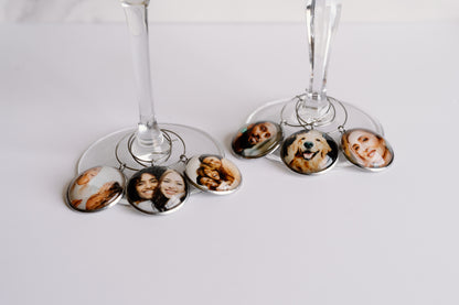 Custom Wine Charms, Photo Wine Glass Charms, Wine Lover Personalized Gift