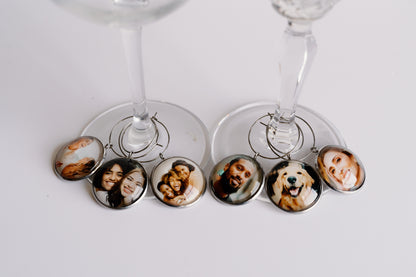 Custom Wine Charms, Photo Wine Glass Charms, Wine Lover Personalized Gift