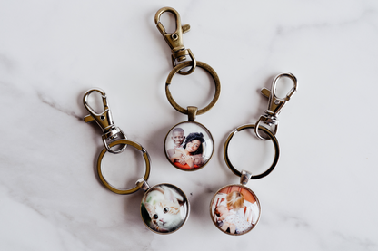 Custom Double Photo Keychain, Personalized Gift Picture Keychain, Memorial Keepsake Keychain