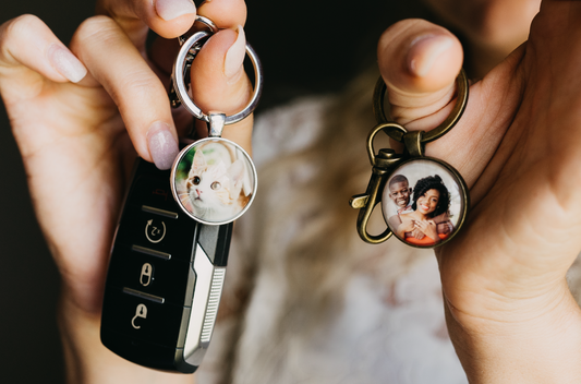 Custom Double Photo Keychain, Personalized Gift Picture Keychain, Memorial Keepsake Keychain