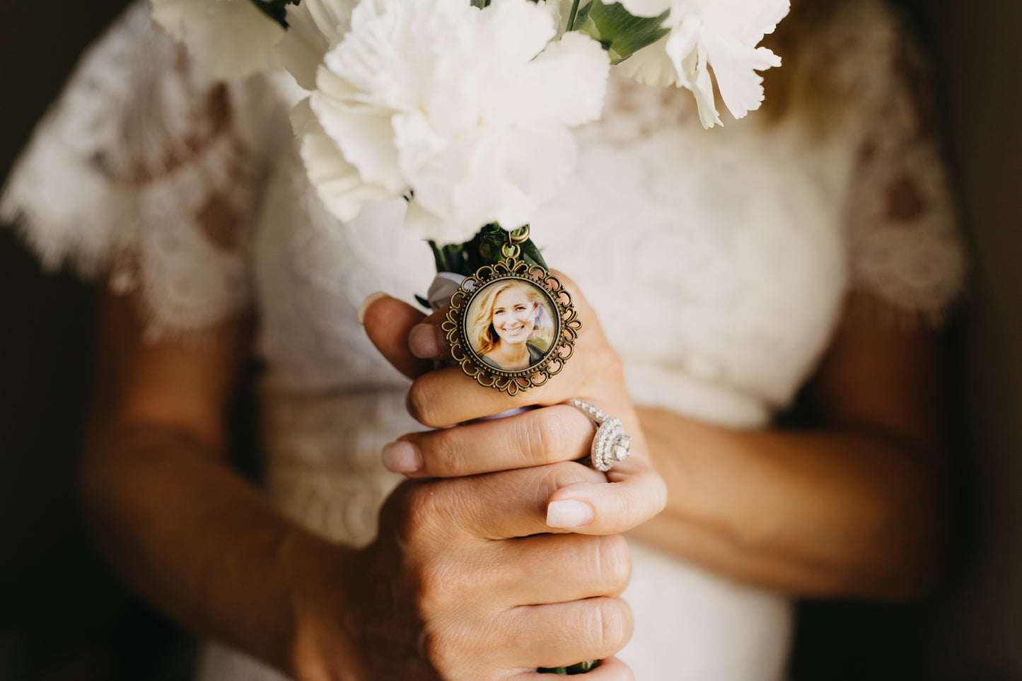 Double Sided Picture Wedding Bouquet Charm