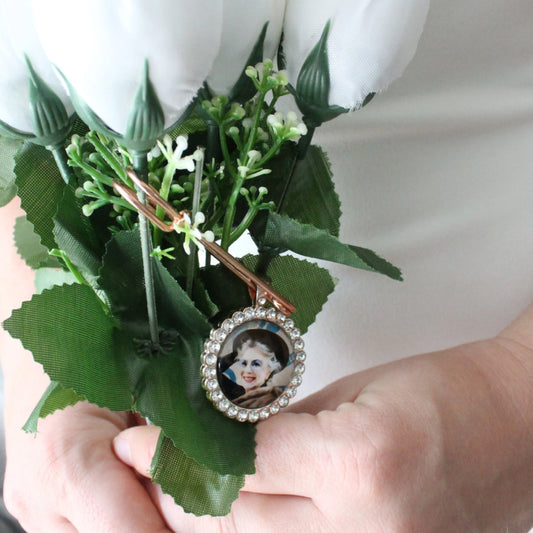 Rose Gold Photo Bridal Bouquet Photo Charm