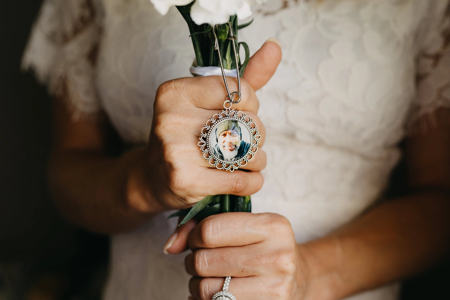 Double Sided Picture Wedding Bouquet Charm