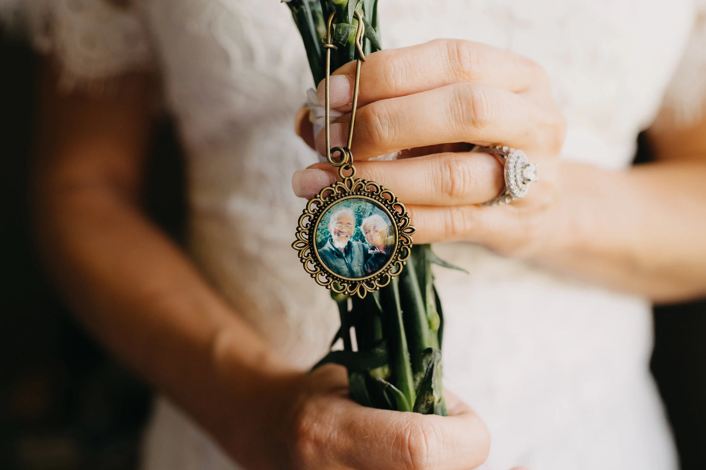 Double Sided Picture Wedding Bouquet Charm