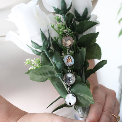 Bridal Bouquet Multi Photo Charm Personalized Memorial Keepsake