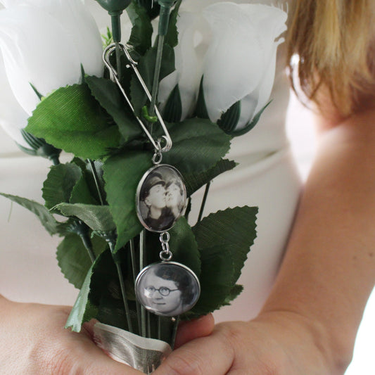 Double Photo Bridal Bouquet Charm