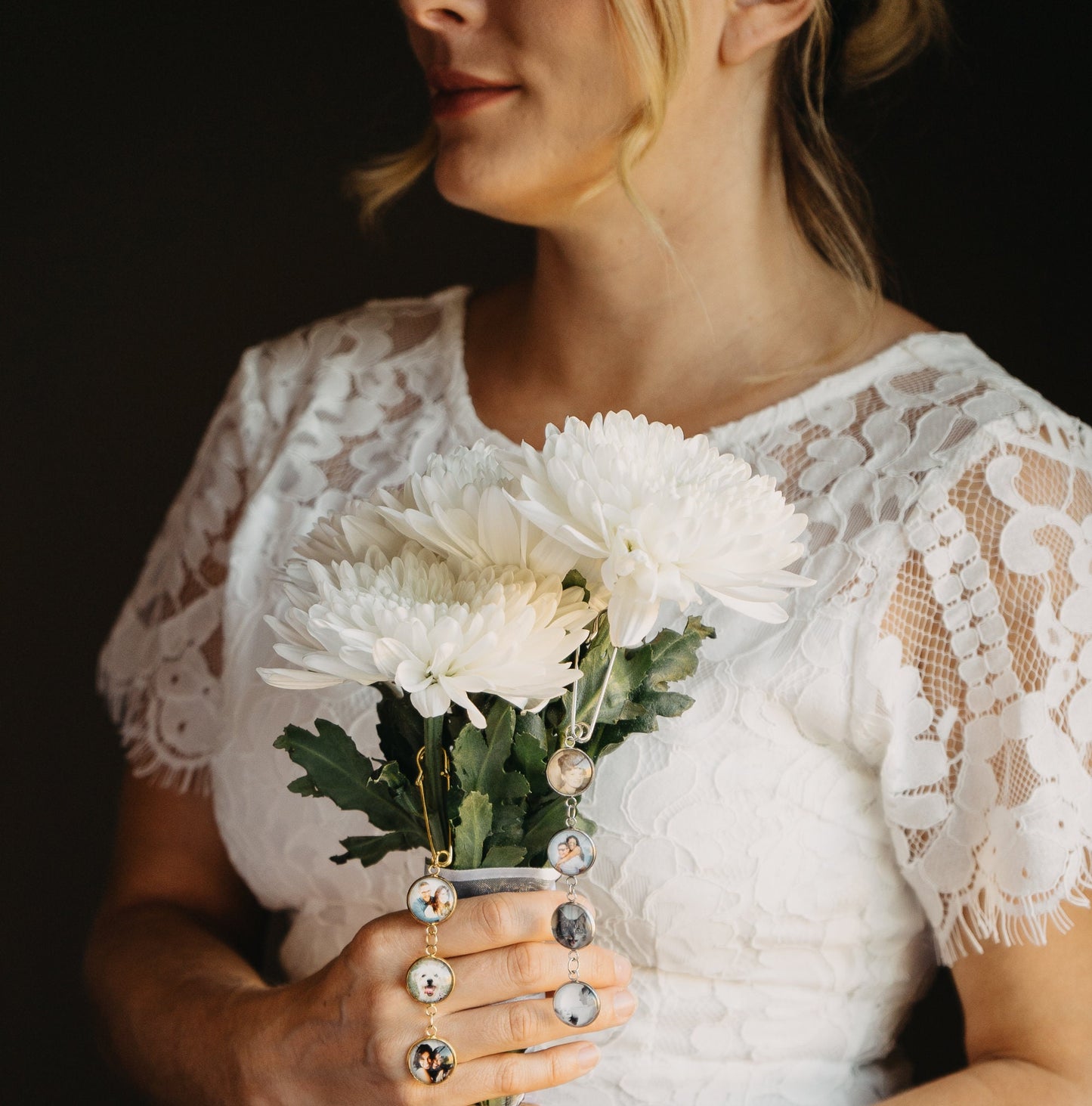 Bridal Bouquet Multi Photo Charm Personalized Memorial Keepsake